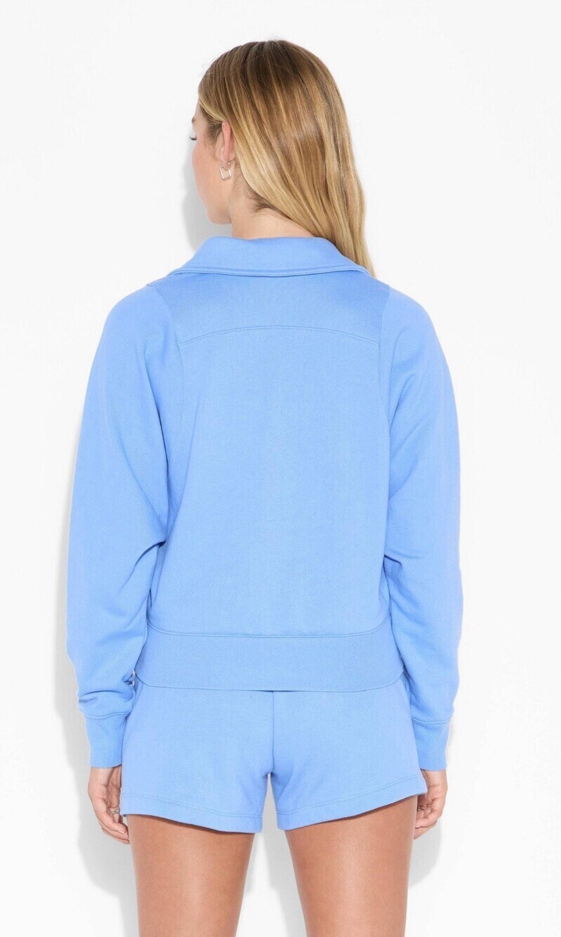 Women's Polo Collar Pullover Sweatshirt Wild Fable Blue Size Large Top Only - Picture 3 of 8